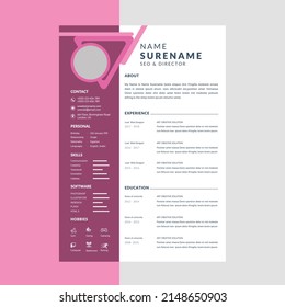 Professional modern resume cv template layout