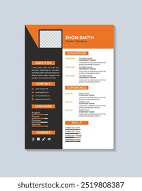 Modelo de projeto de currículo profissional e moderno, vetor de aplicativos de trabalho de negócios, design cv.