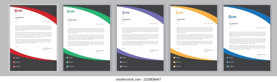 Professional, Modern Simple , latterhead Template, Pad Design
Business creative letter head design set a4 size and unique shape colorful work theme style design corporate company Latter Head