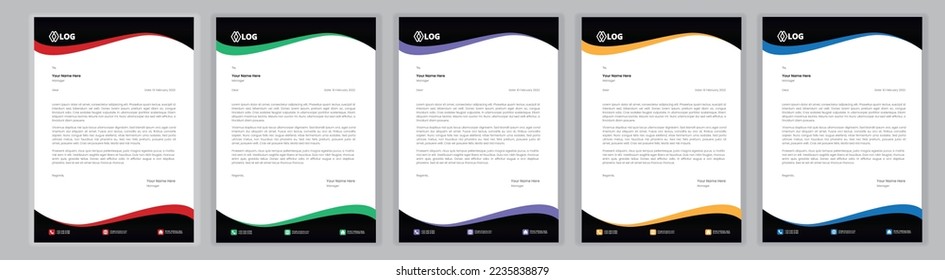 Professional, Modern Simple , latterhead Template, Pad Design
Business creative letter head design set a4 size and unique shape colorful work theme style design corporate company Latter Head