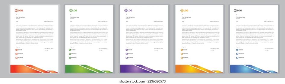 Professional, Modern Simple , latterhead Template, Pad Design
Business creative letter head design set a4 size and unique shape colorful work theme style design corporate company Latter Head