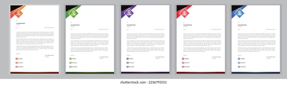 Professional, Modern Simple , latterhead Template, Pad Design
Business creative letter head design set a4 size and unique shape colorful work theme style design corporate company Latter Head