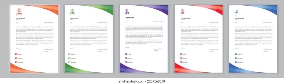 Professional, Modern Simple , latterhead Template, Pad Design
Business creative letter head design set a4 size and unique shape colorful work theme style design corporate company Latter Head