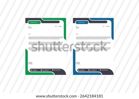 Professional, Modern Simple , latterhead Template, Pad Design
Business creative letter head design set a4 size and unique shape colorful work theme style design corporate company Latter Head