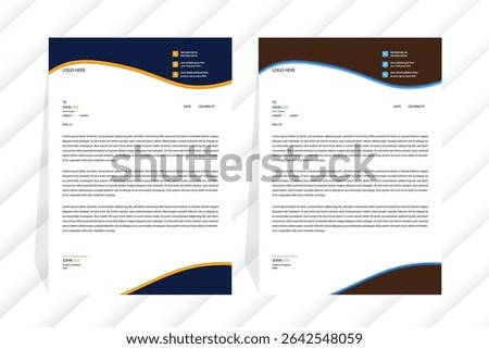 Professional, Modern Simple , latterhead Template, Pad Design
Business creative letter head design set a4 size and unique shape colorful work theme style design 