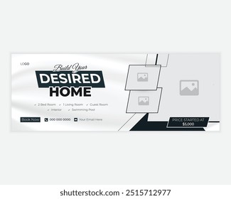 Banner profissional e moderno de mídia social projetado para promoções imobiliárias e listagens de propriedades.