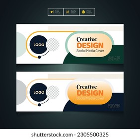 Plantilla de diseño de banners para portadas de medios sociales profesionales modernos. tema de diseño creativo y moderno para uso multipropósito