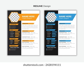 Professional and modern style resume or CV design template.