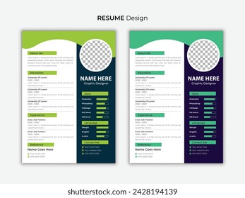 Professional and modern style resume or CV design template.