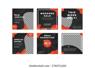 Professional modern and trendy social media advertising banner in liquid style, gradient black and red