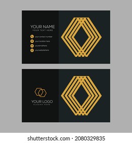 Professional modern two sided business card design template on black and navy blue color
