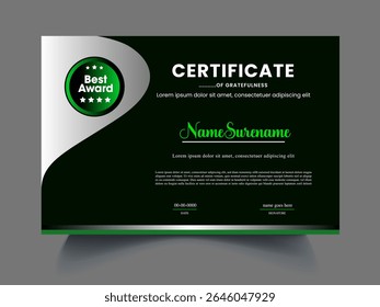 Muestra de diseño de certificado único moderno de Profesional
