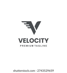 Professional modern velocity logo with a fast winged letter V.