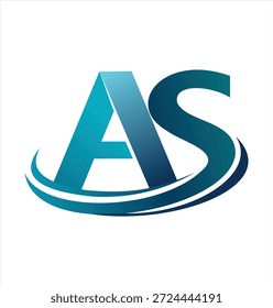 Logotipo del monograma de Profesional de las letras "A" y "S" combinado con un swoosh dinámico en Gradientes azules, adecuado para consultoría corporativa y finanzas.