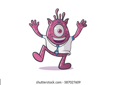 Professional Monster Dancing. Vector Illustration. Isolated on white background.
