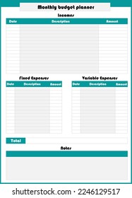 Professional monthly budget planner template