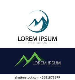 Logotipo del Vector de la silueta de la montaña del Profesional y diseño del icono para la identidad de la compañía del viaje
