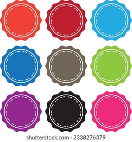 Professional multicolor lace stamp stamp circle on white background