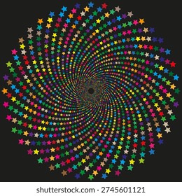 Professional multicolored stars. Professional black background. Professional celestial Vector. Professional rotation masterpieces. EPS 10.