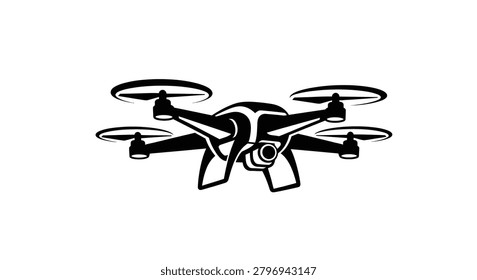 Professional multicopter illustration with rotors for modern technology, surveillance, and remote-controlled hobby themes.