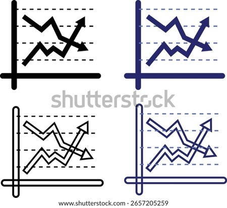 Professional Multi-Line Graph Icons for Financial Forecast, Market Analysis, and Business Data Reports	