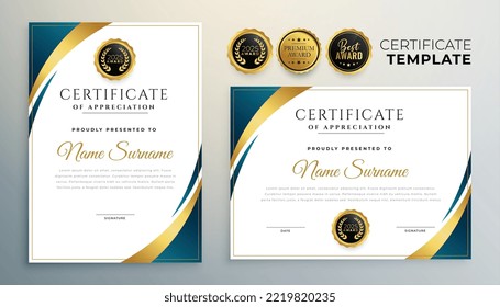 professional multipurepose certificate template set of two vector