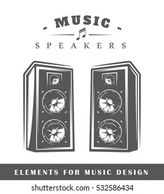 Professional music speaker isolated on white background. Elements for design. Vector illustration