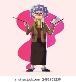 Professional Music Teacher with Pointer and Book-Vector illustration Design
