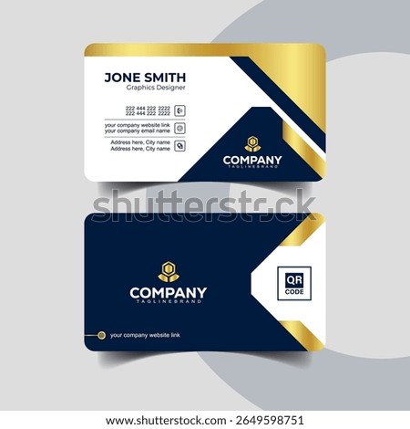 Professional Navy and Gold Business Card with Right Aligned Details