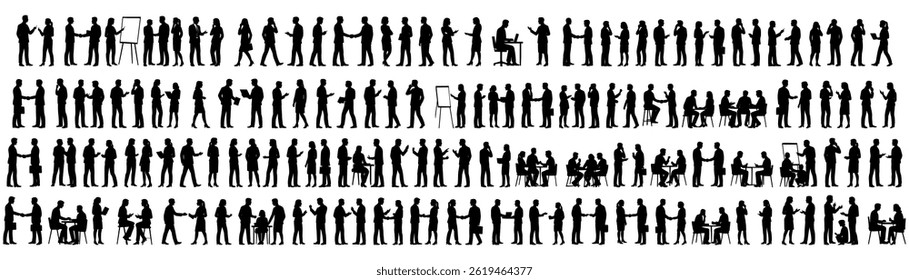Professional networking silhouette showcases collaborative meetings and negotiations in a business enviroment