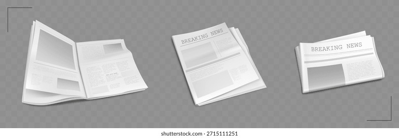 Professional newspaper template with organized layout for editorial content. Clean design with article sections, headline areas and column structure. Mockup for daily press publications and newsletter