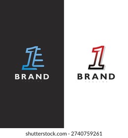 Professional number one emblem logo in clean line style for corporate identity system
