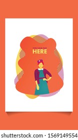 Professional Nurse Character in Medical Hospital on abstract background, Health Care and Doctor Woman. Flat Cartoon Vector Illustration in Colored Style. Abstract banner with liquid shapes.