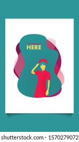 Professional Nurse Character in Medical Hospital on abstract background, Health Care and Doctor Woman. Flat Cartoon Vector Illustration in Colored Style. Abstract banner with liquid shapes.
