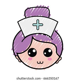 professional nurse face with hat in the head