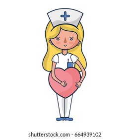 professional nurse with heart in tha hands