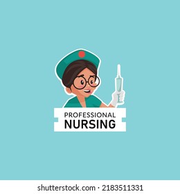 Professional nursing vector mascot logo template.