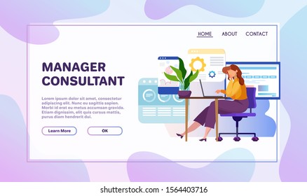 Professional occupation flat vector illustration. Business analyst and web designer cartoon character. Studio and office worker