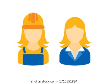 Professional occupation icon set vector. Women occupation icons set. Female worker icon set. Woman worker with blond hair vector. Business and worker woman clip art. Caucasian women employment vector