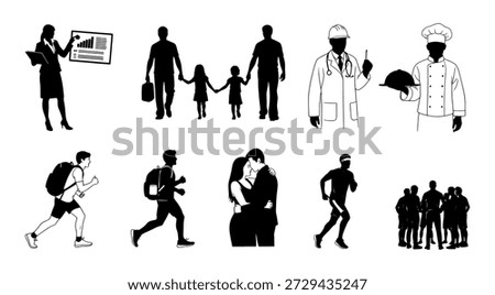 Professional Occupations and People Silhouette Set