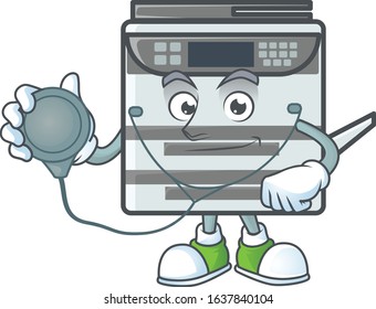 Professional office copier mascot icon design as a Doctor working costume with tools