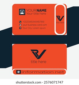 Professional official Iconic Visiting card orange navy logo and white color vector template design