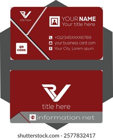 Professional official Iconic Visiting card DARK RED AND GREY color vector template design