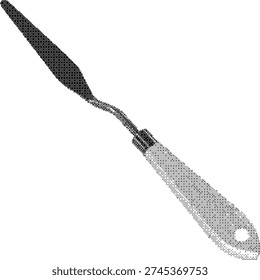 Professional offset spatula dithered texture symbol for culinary kitchen tools and commercial bakery equipment marketing. This pixelated bitmap icon is perfect for cake decorating, pastry chef branding, and gourmet food preparation visuals.