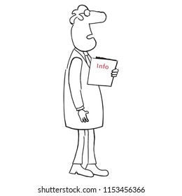 Professional old aged doctor with instructions information reports in hand pure hand drawn vector drawing
