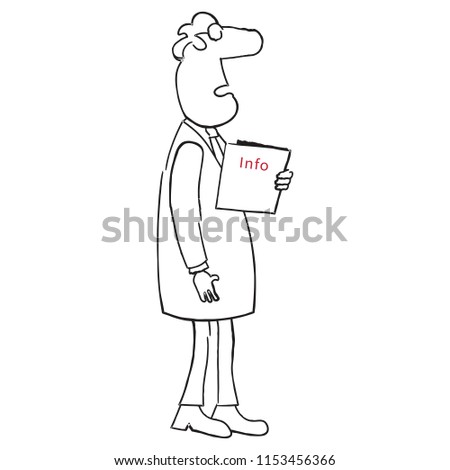 Professional old aged doctor with instructions information reports in hand pure hand drawn vector drawing