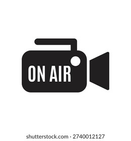 Professional on air video camera icon vector for live streaming broadcasting television production and news media