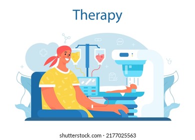 Professional oncologist. Cancer disease modern diagnostic and treatment. Oncology chemotherapy and tumor removal. Flat vector illustration