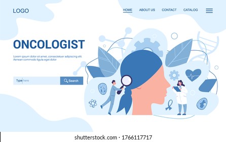 Professional oncologist web banner concept. Cancer disease diagnostic and treatment. Oncology therapy, Isolated flat vector illustration