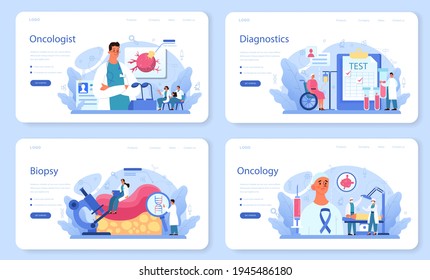 Professional oncologist web banner or landing page set. Cancer disease